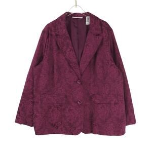 1990s Vintage Liz Claiborne Purple Floral Embroidered Blazer Retro Glam 2XL